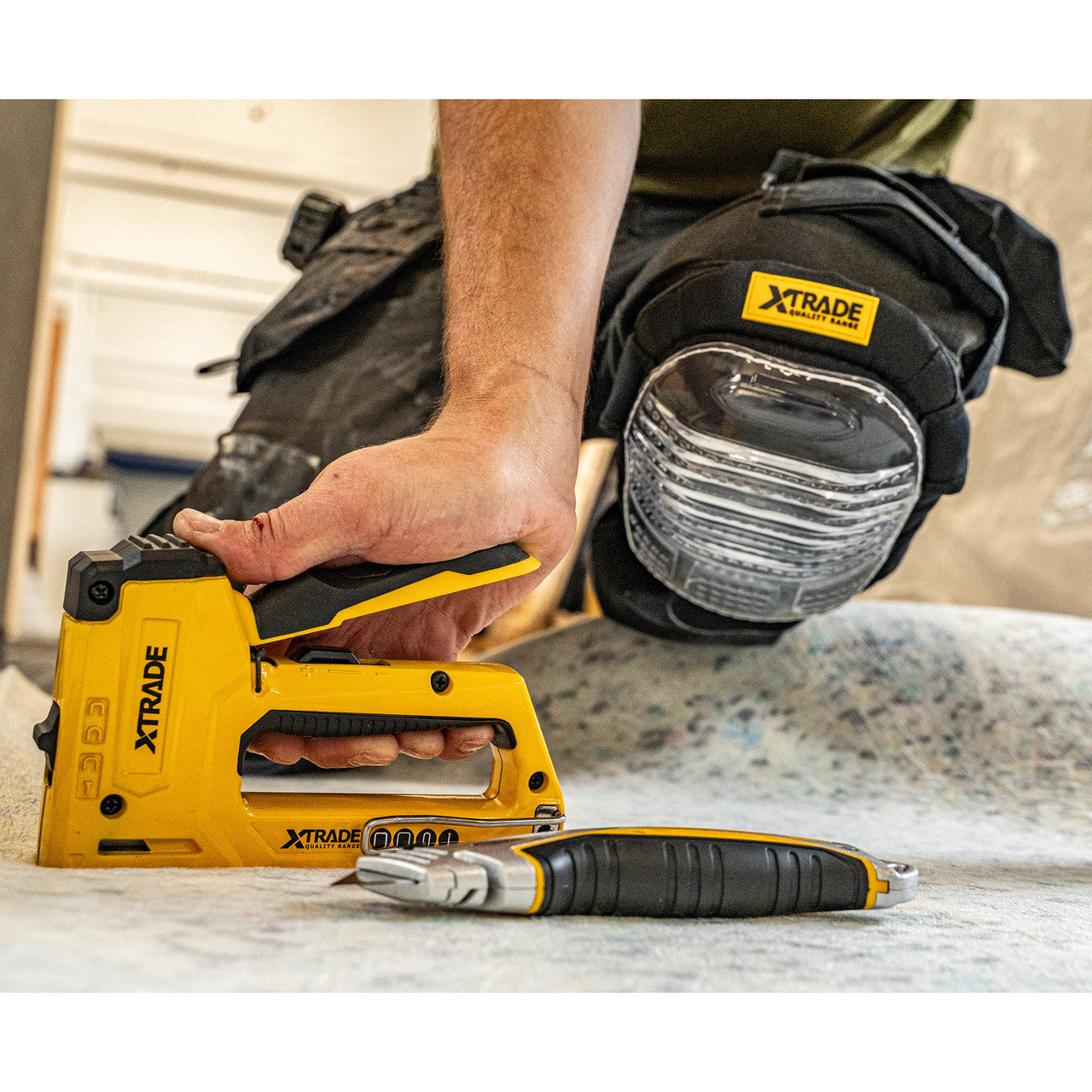 XTrade X0900011 Utility Knife Set (2 Piece) in use on site