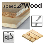 Bosch T244D Speed for Wood Jigsaw Blades showing materials they can cut