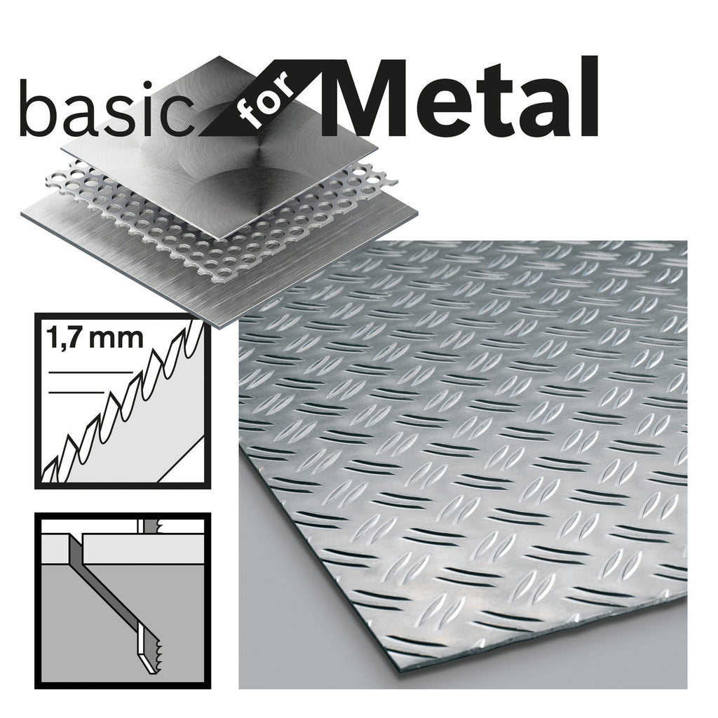 Bosch T118G Basic for Metal Jigsaw Blades showing materials they can cut