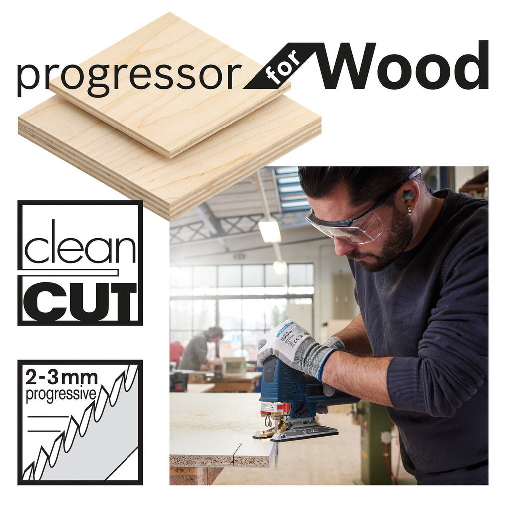 Bosch T234X Progressor for Wood Jigsaw Blades  showing material they can cut