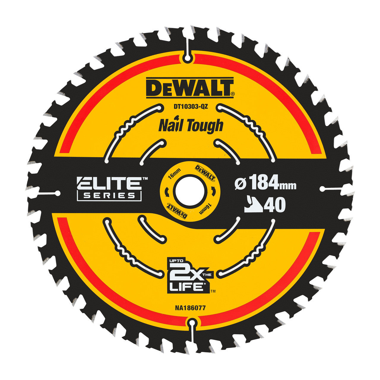 Dewalt DT10303 ELITE Circular Saw Blade Nail Tough 184mm x 16mm 40T main image