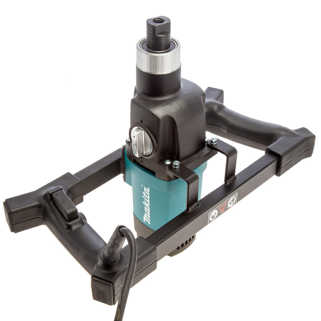 Makita UT1401 High Viscosity Paddle Mixer 1300W (240V) standing on end showing spindle