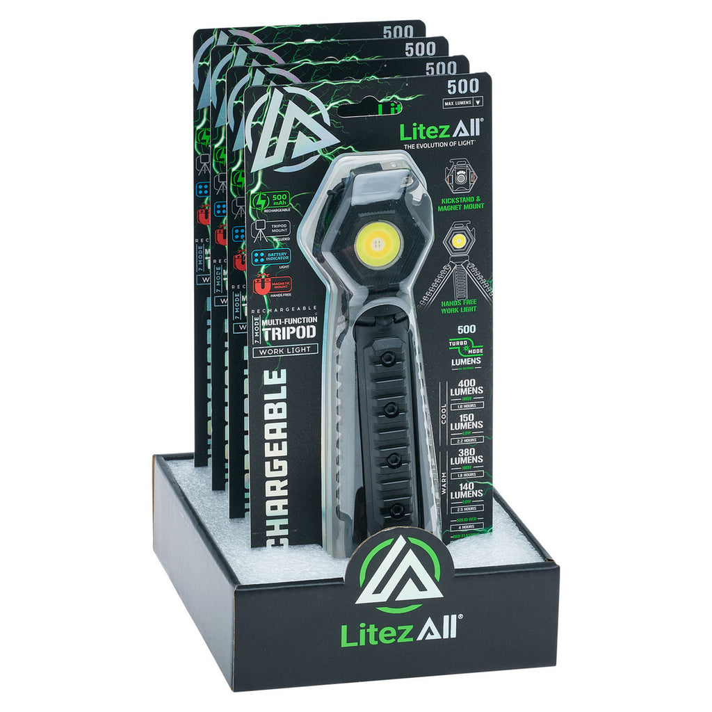 LitezAll 26215 Compact Work Light with Tripod 500 Lumens merchandiser