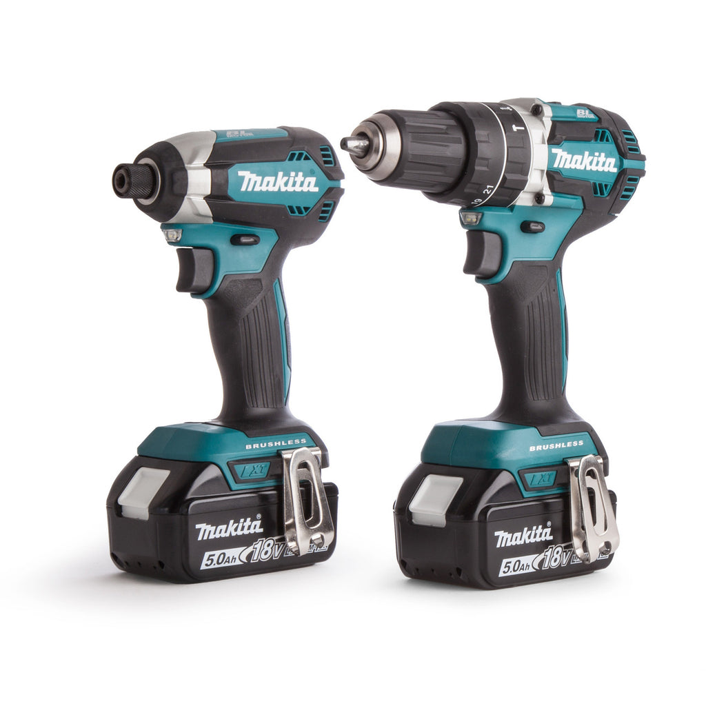 Makita DLX2180TJ 18V Brushless Combi Drill & Impact Driver Twin Pack (2 x 5.0Ah Batteries) both tools alone