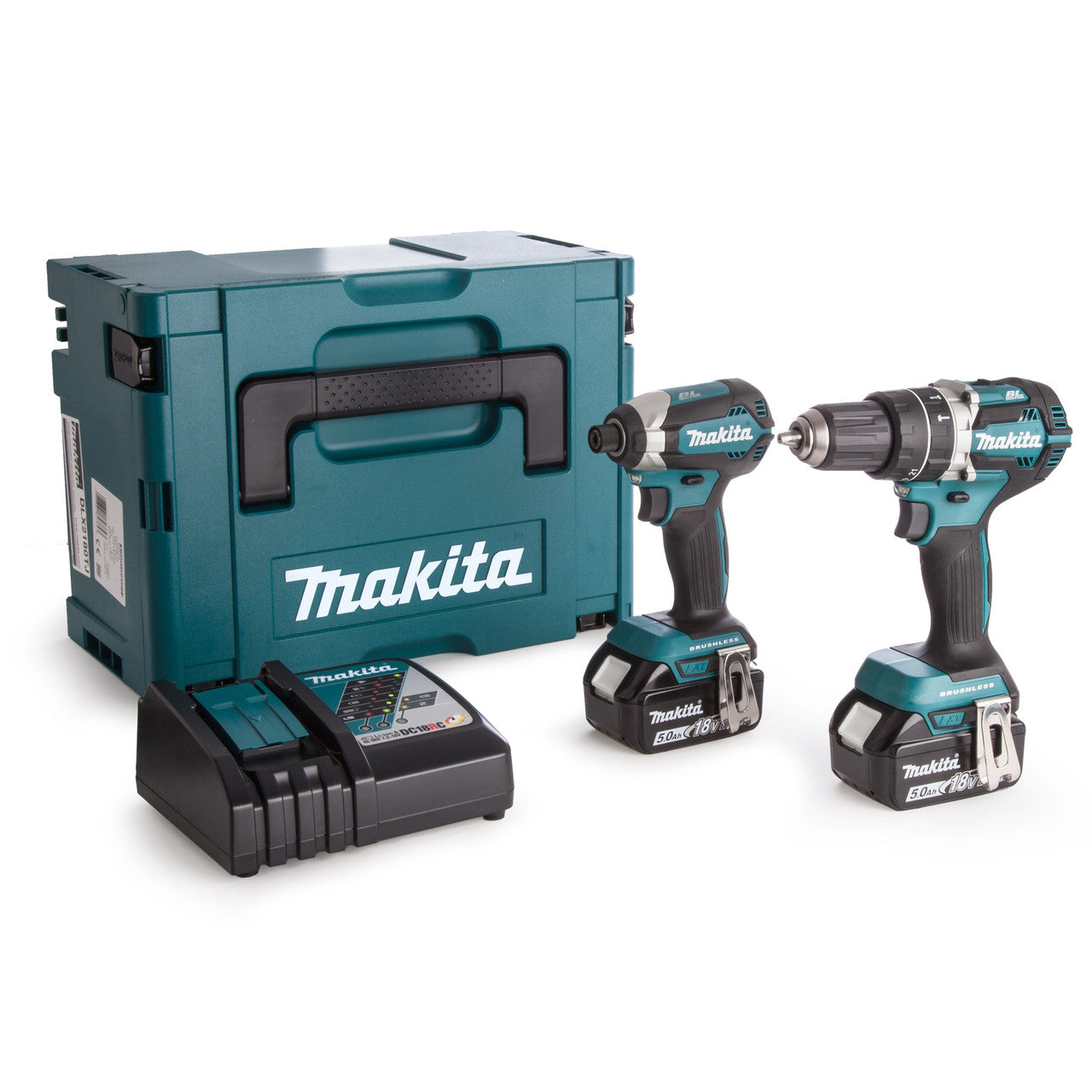 Makita DLX2180TJ 18V Brushless Combi Drill & Impact Driver Twin Pack (2 x 5.0Ah Batteries) main image