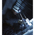 Makita DML800 14.4V / 18V LXT LED Headlight (Body Only) in use illuminating workspace