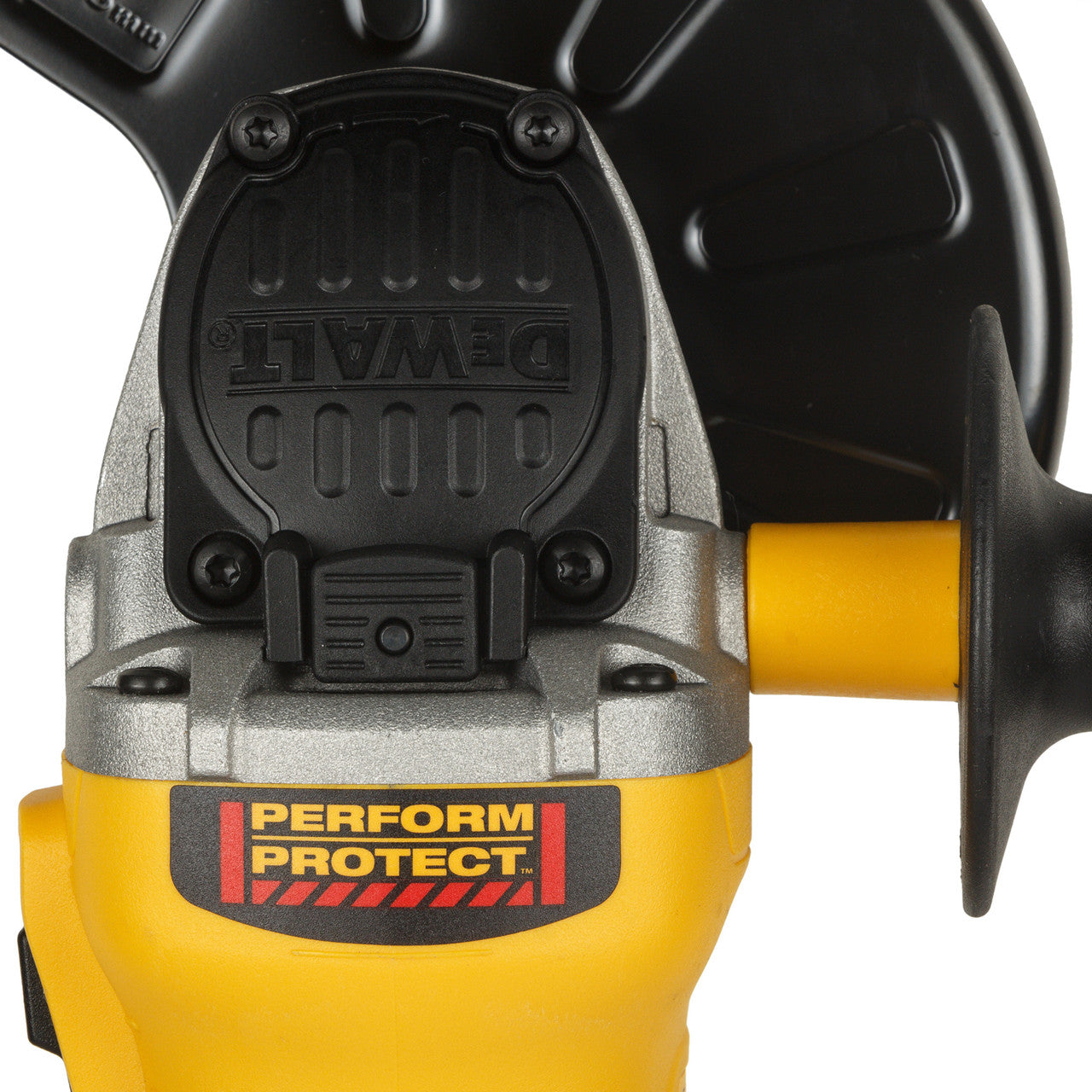 Dewalt DCG405N 18V XR 5 inch/125mm Brushless Angle Grinder (Body Only) close up of machine