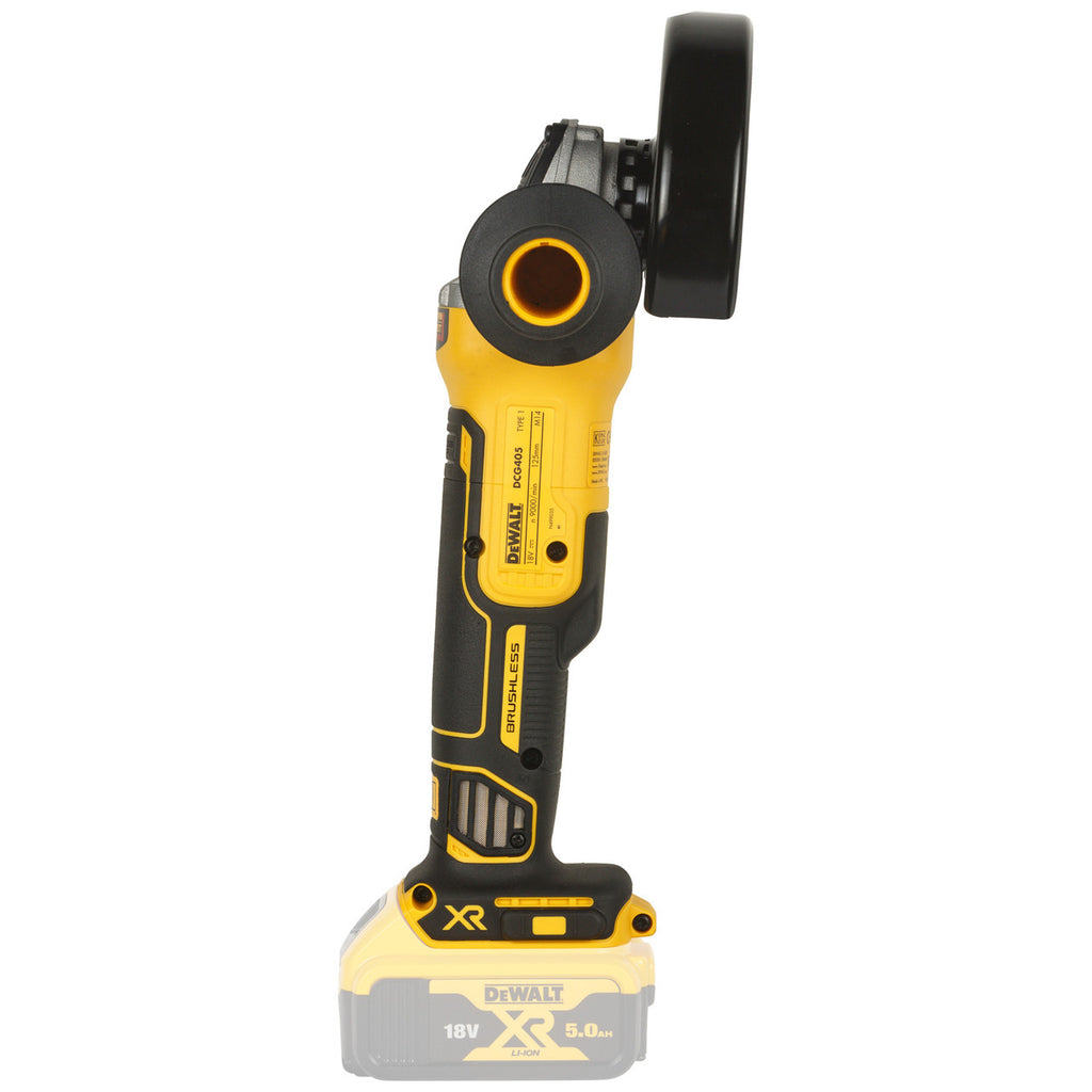 Dewalt DCG405N 18V XR 5 inch/125mm Brushless Angle Grinder (Body Only) side view