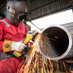 Dewalt DCG405N 18V XR 5 inch/125mm Brushless Angle Grinder (Body Only) in use grinding pipe