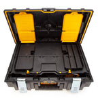 Dewalt DCK266P2 18V XR Combi Drill & Impact Driver Twin Pack case open showing storage compartment