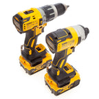Dewalt DCK266P2 18V XR Combi Drill & Impact Driver Twin Pack rear view of both tools