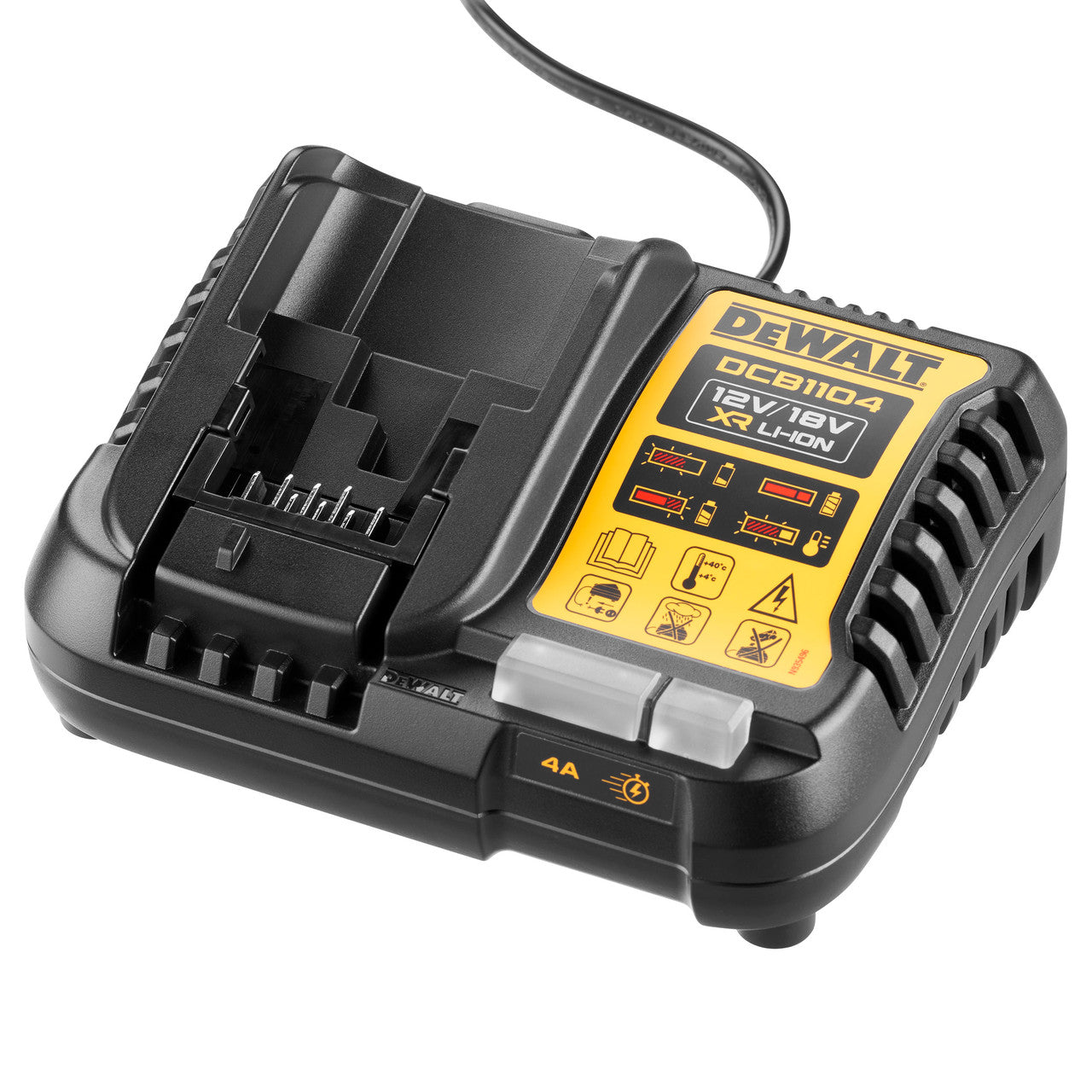 Dewalt DCB1104 XR Multi-Voltage Battery Charger 12V-18V side view