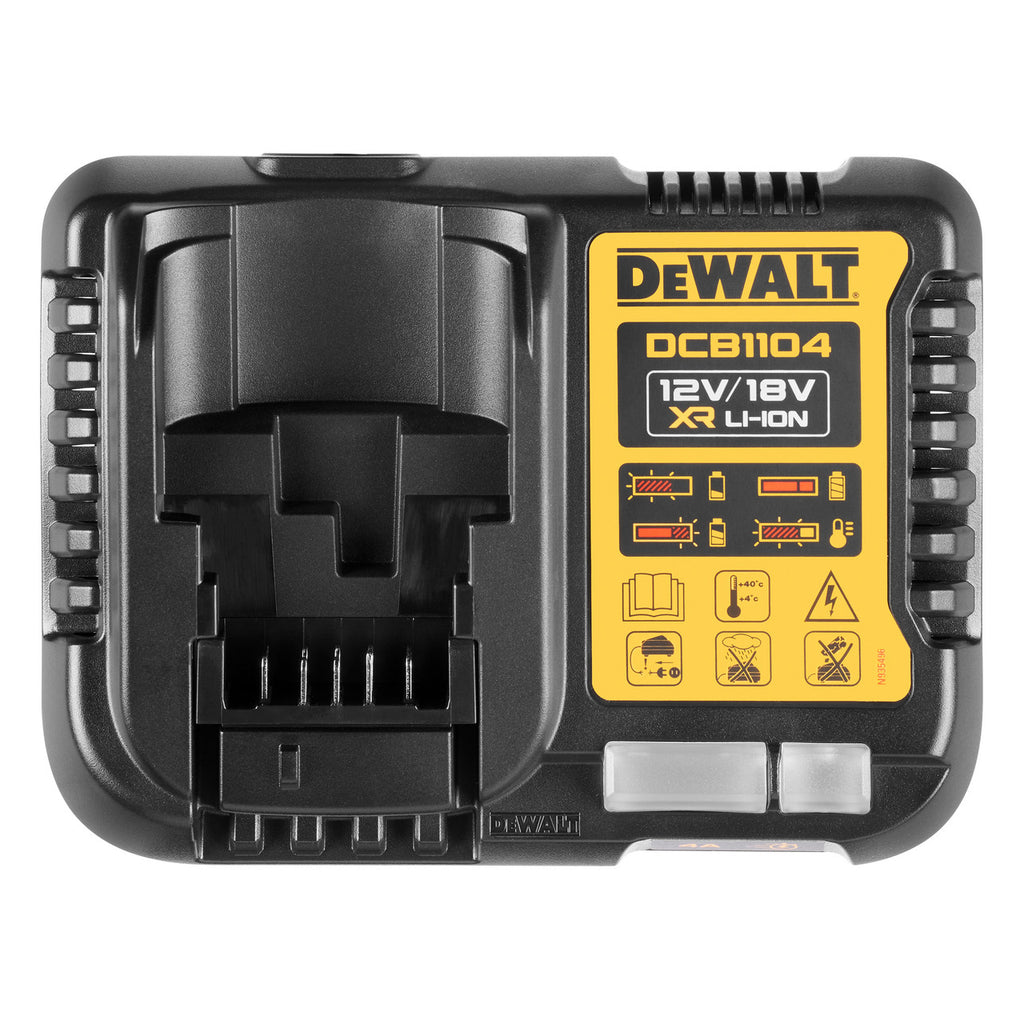 Dewalt DCB1104 XR Multi-Voltage Battery Charger 12V-18V view from above