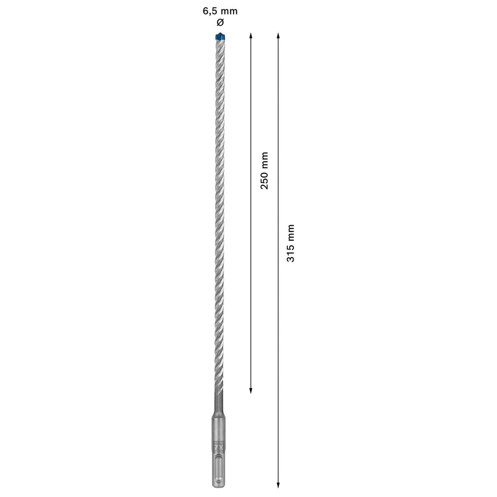 Bosch 2608900081 Expert SDS plus-7X Hammer Drill Bit 6.5 x 250 x 315mm with measurements