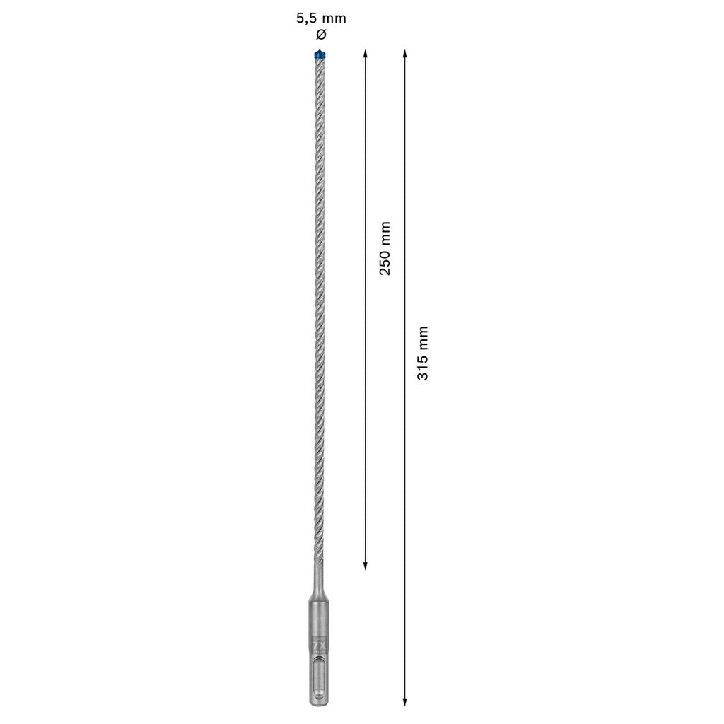 Bosch 2608900069 Expert SDS plus-7X Hammer Drill showing measurements