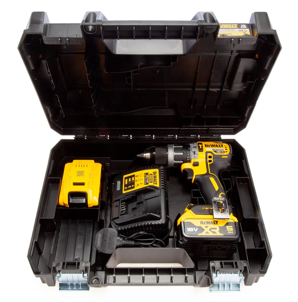 Dewalt DCD796P2 18V XR Brushless Combi Drill in open case