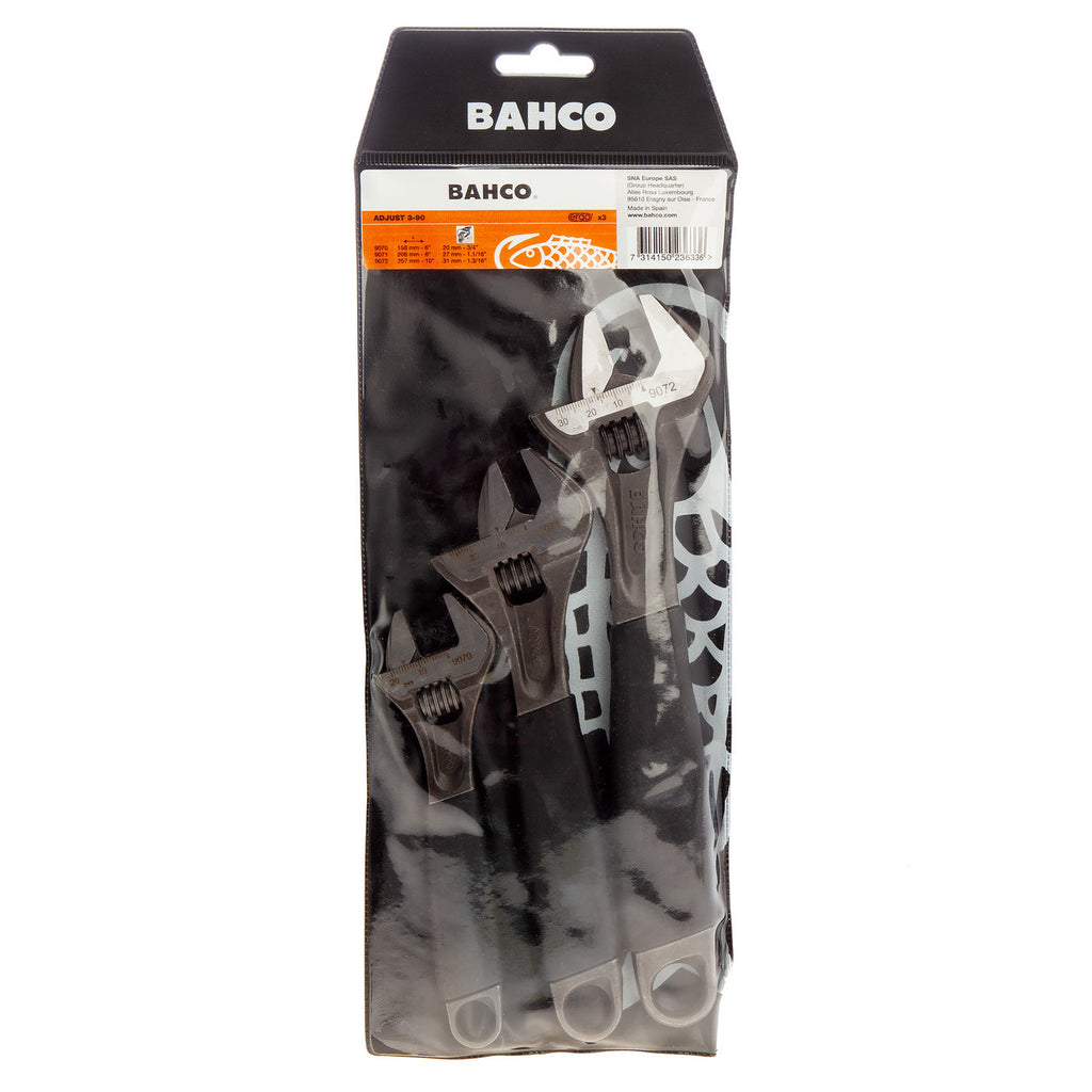 Bahco ADJUST 3-90 Ergo Central Nut Adjustable Wrench Set (Pack Of 3) in packaging