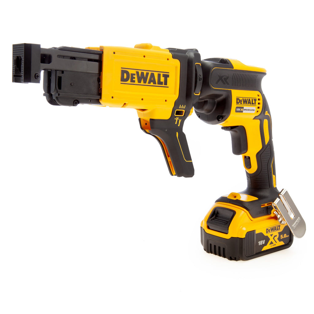 Dewalt DCF620P2K 18V Brushless Collated Drywall Screwdriver with collated screw head