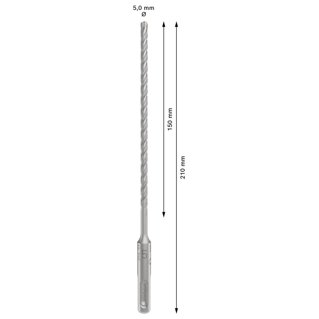 Bosch 2608833773 SDS+ 5X Masonry Drill Bit graphic showing measurements