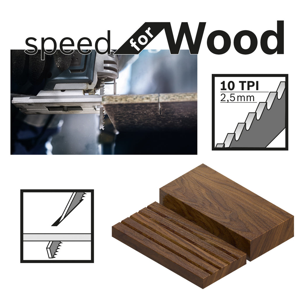 Bosch T144D Speed for Wood Jigsaw Blades (5 Pack) graphic