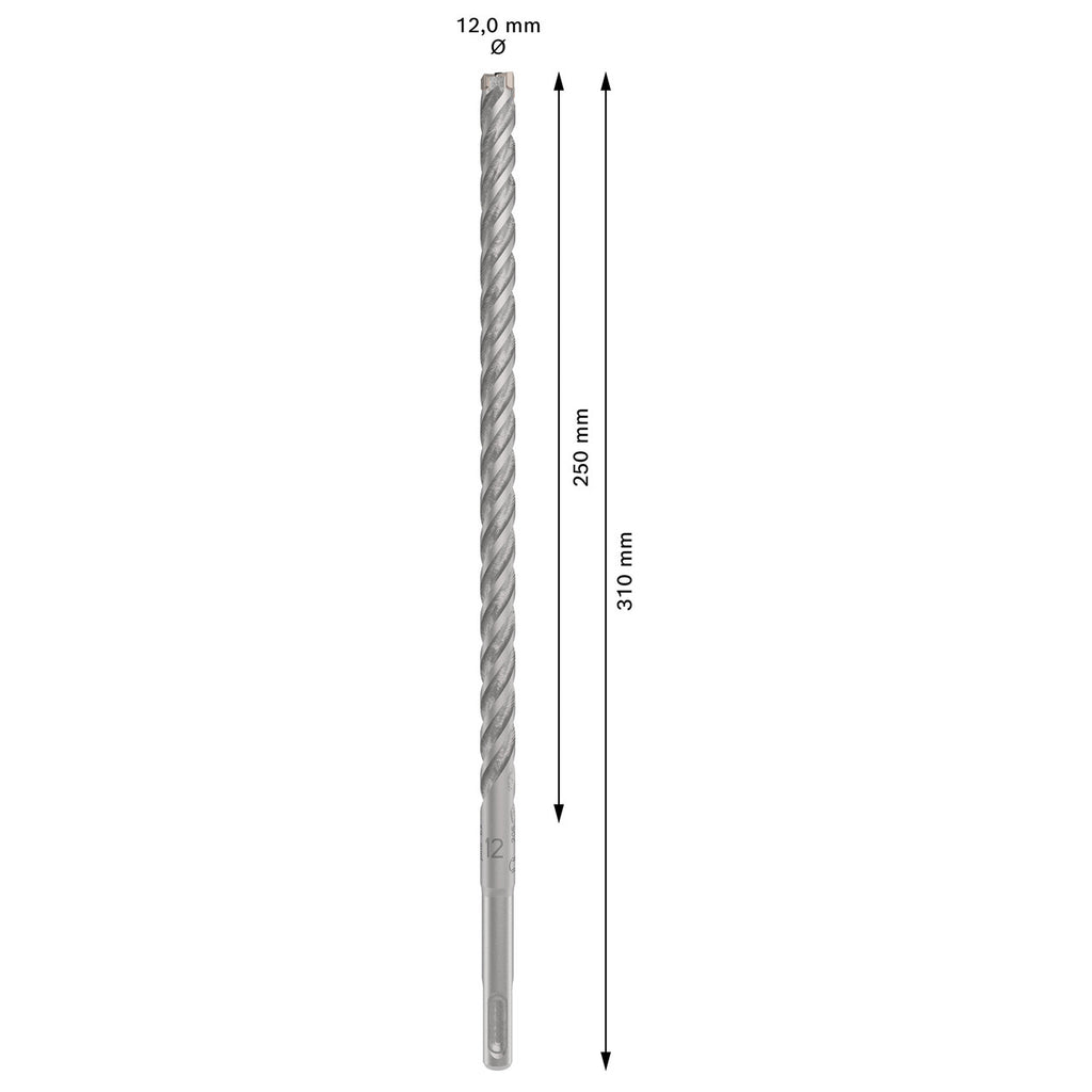 Bosch 2608833810 SDS+ 5X Masonry Drill Bit graphic showing measurements