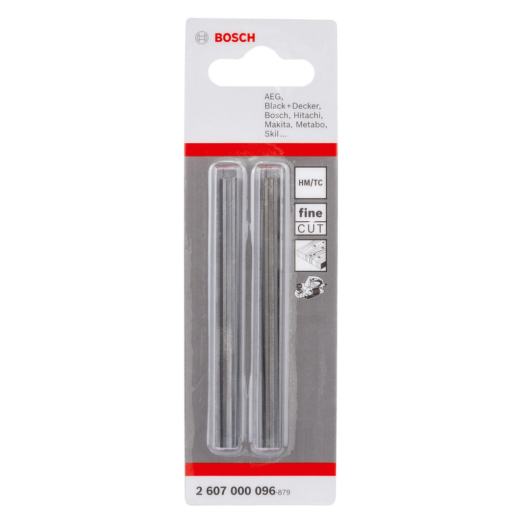 Bosch 2607000096 Tungsten Carbide Replacement Planer Blades in packaging