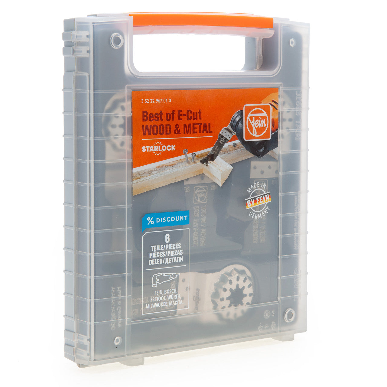 Fein 35222967010 Best of E-Cut Starlock for Wood and Metal (6 Piece) in closed case