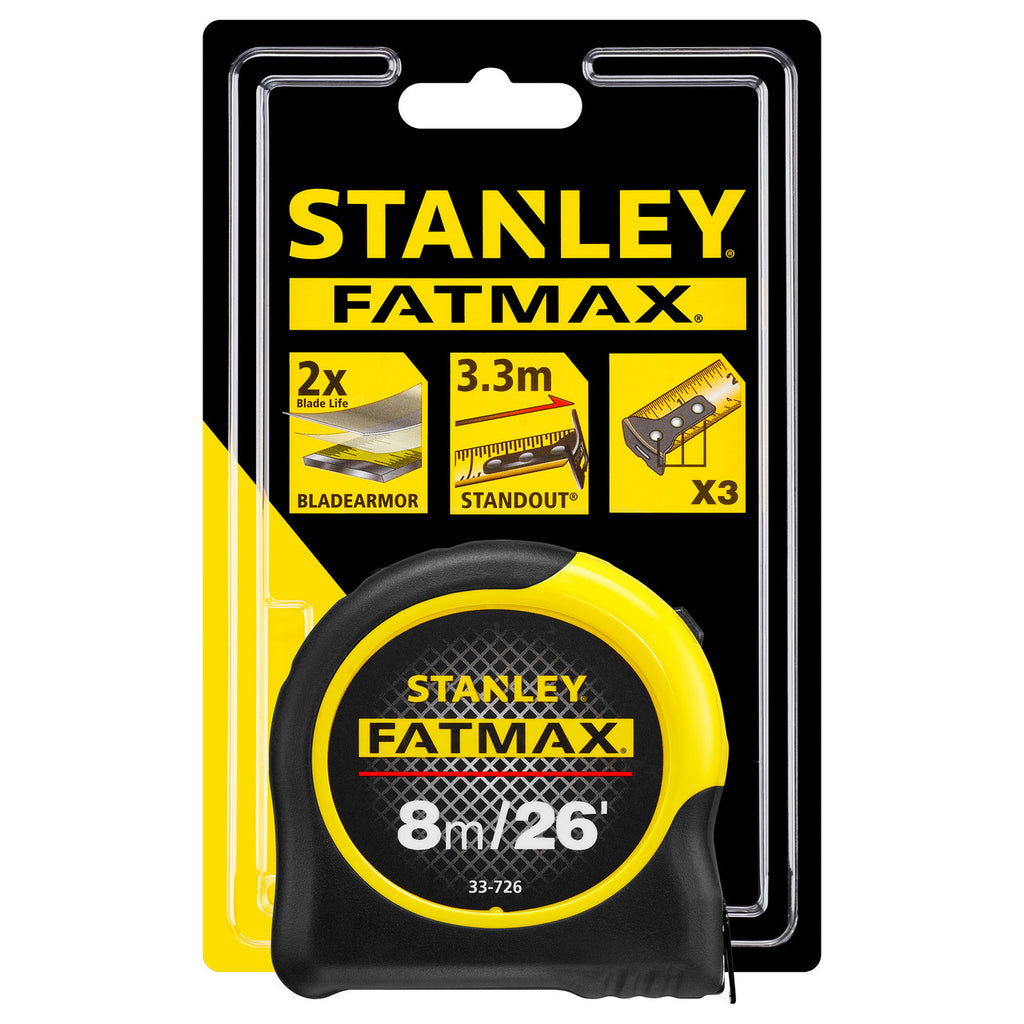 Stanley 0-33-726 FatMax Metric/Imperial Tape Measure with Blade Armor 8m in packaging