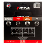 Abracs TCT16524 TCT Circular Saw Blade for Wood 165 x 20mm x 24T rear of packaging