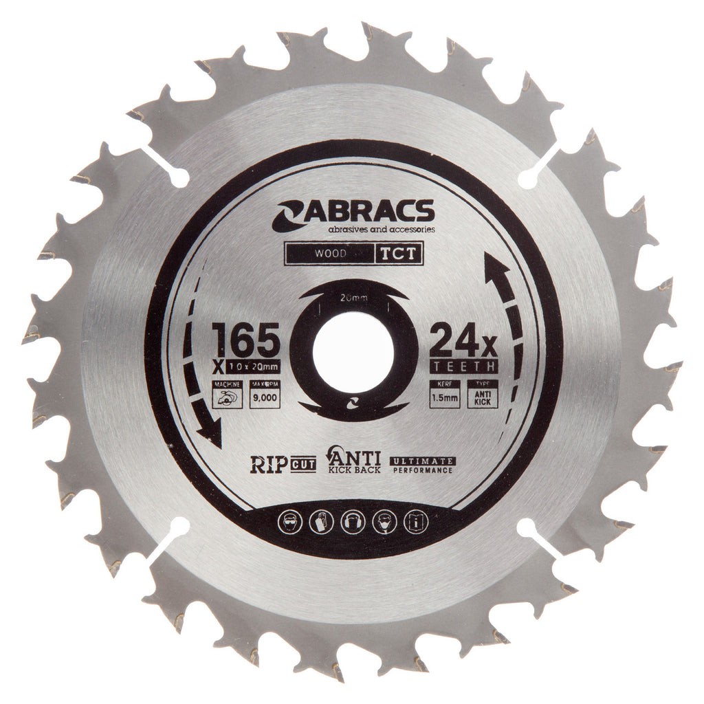 Abracs TCTC16524 TCT Cordless Circular Saw Blade for Wood 165 x 20mm x 24T main image