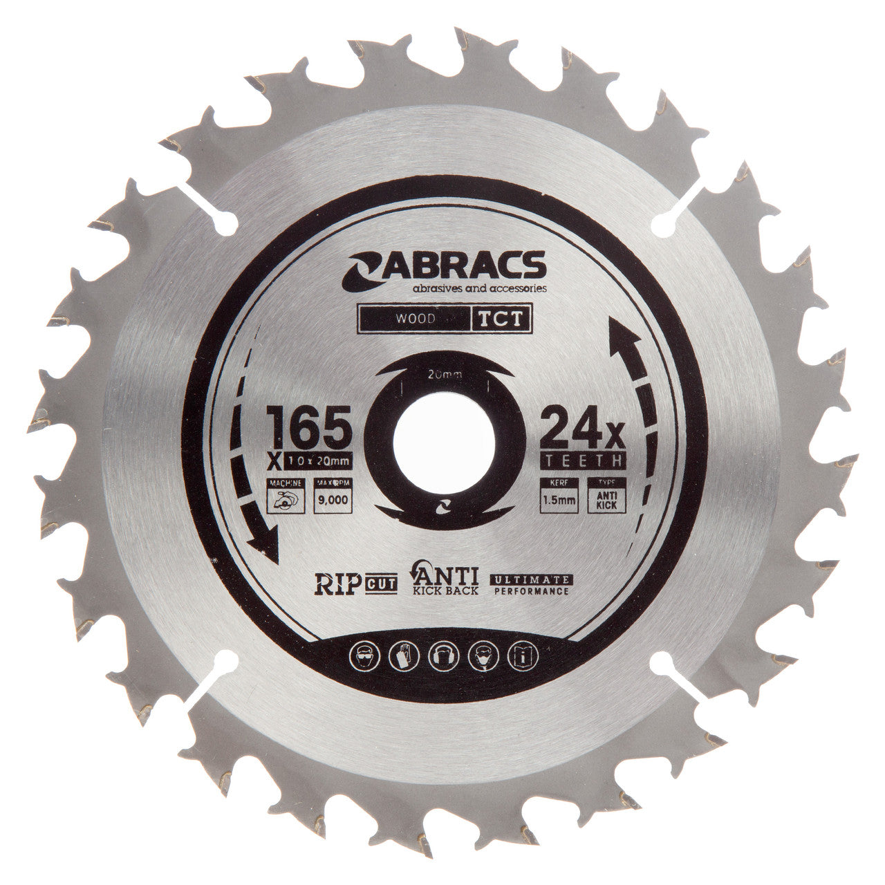 Abracs TCTC16524 TCT Cordless Circular Saw Blade for Wood 165 x 20mm x 24T main image