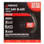 Abracs TCTC16548 TCT Cordless Circular Saw Blade for Wood 165 x 20mm x 48T in packaging