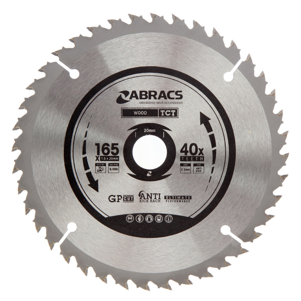 Abracs TCT16540 TCT Circular Saw Blade for Wood 165 x 20mm x 40T