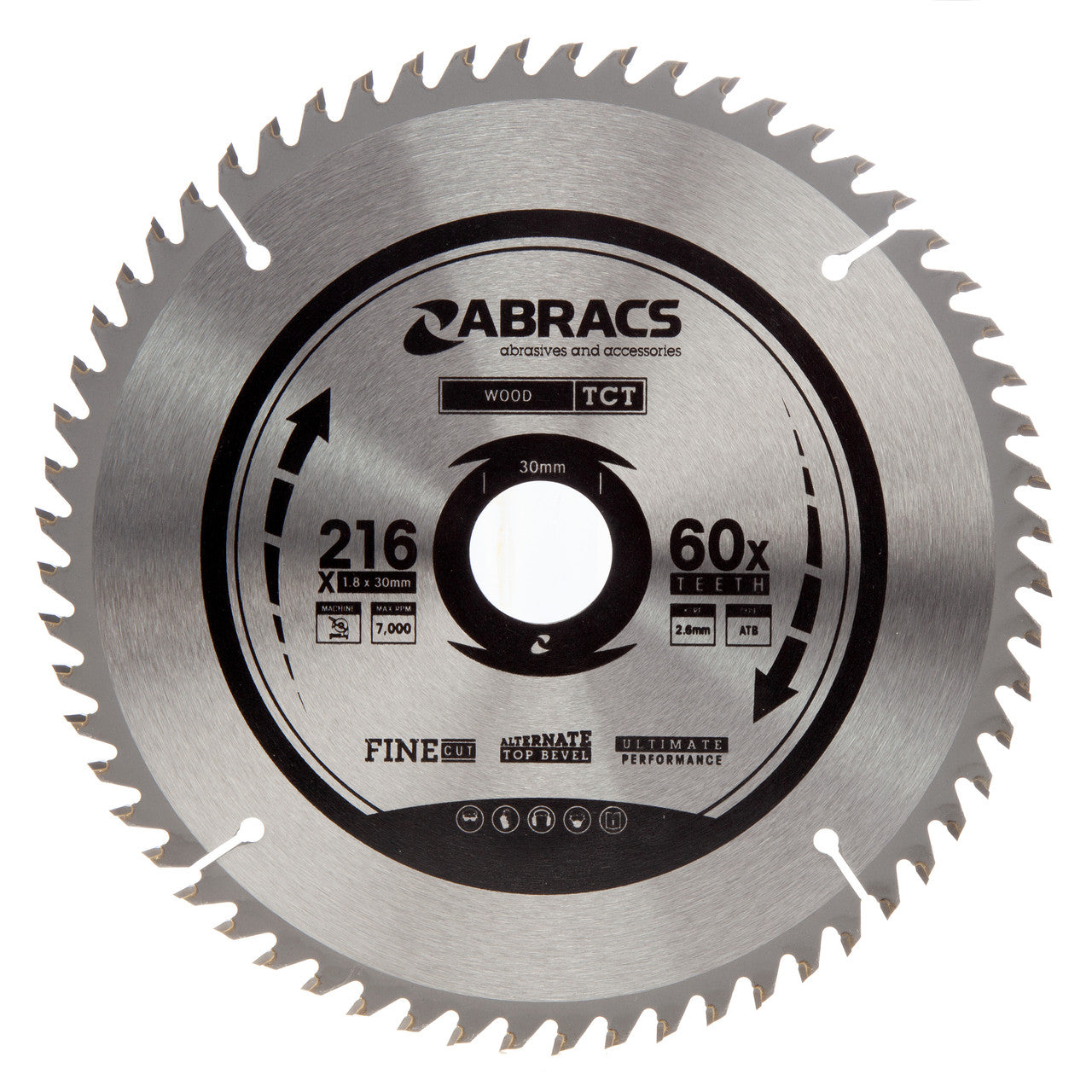 Abracs TCT21660 TCT Circular Saw Blade for Wood 216 x 30mm x 60T main image