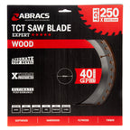 Abracs TCT25040 TCT Circular Saw Blade for Wood 250 x 30mm x 40T in packaging