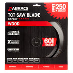 Abracs TCT25060 TCT Circular Saw Blade for Wood 250 x 30mm x 60T in packaging