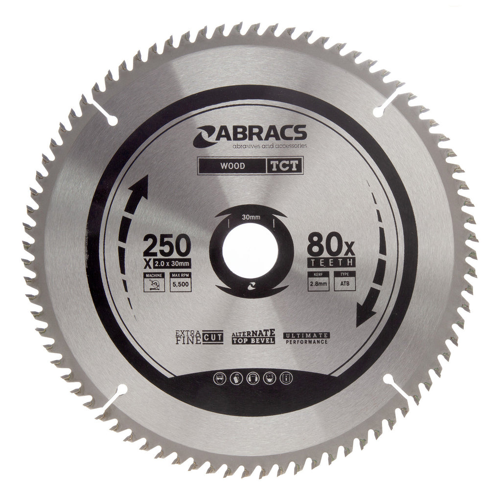 Abracs TCT25080 TCT Circular Saw Blade for Wood 250 x 30mm x 80T main image
