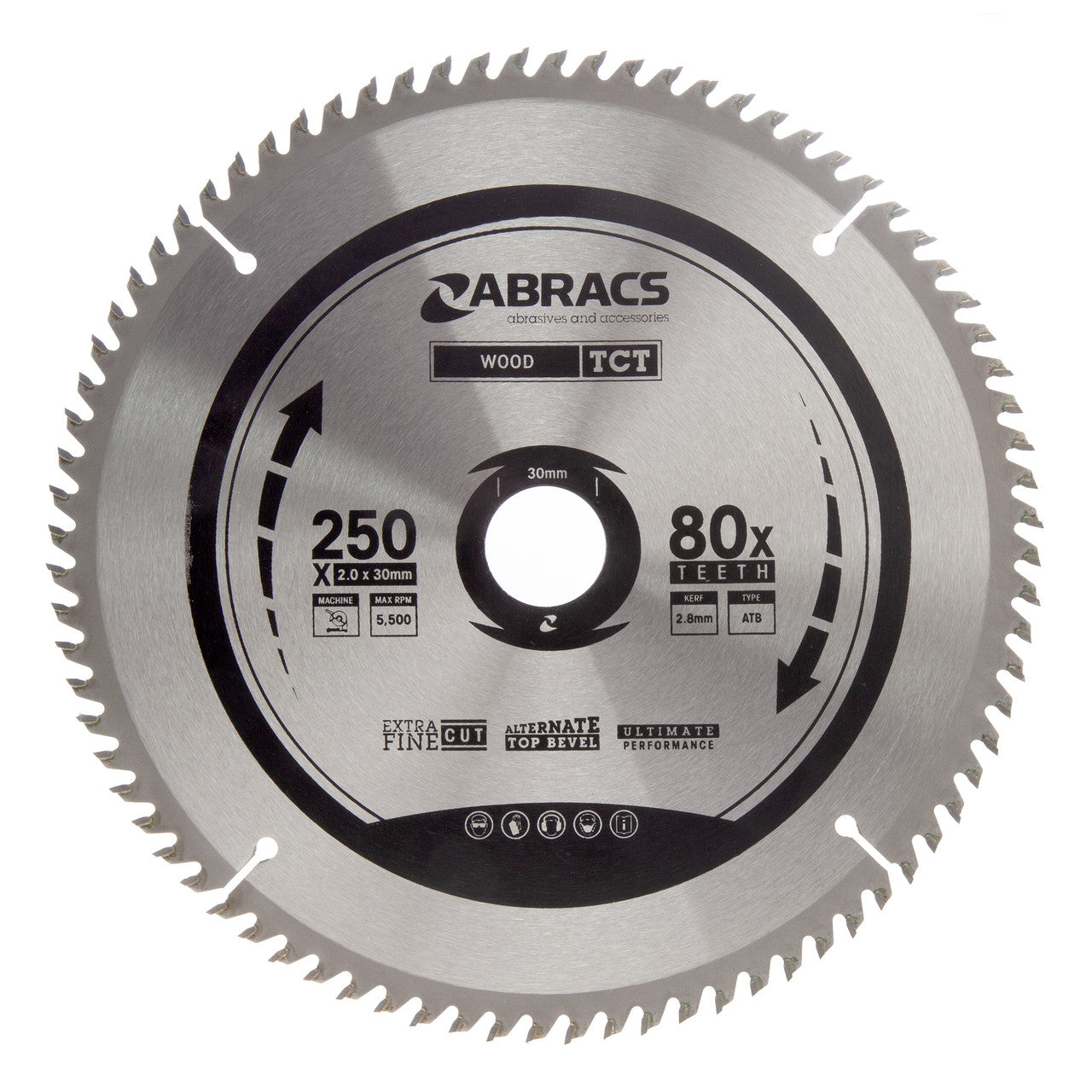 Abracs TCT25080 TCT Circular Saw Blade for Wood 250 x 30mm x 80T main image