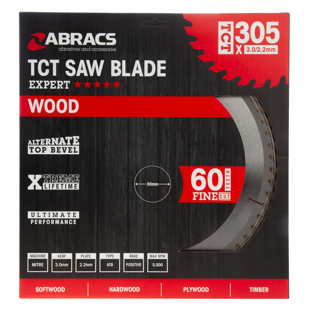 Abracs TCT30560 TCT Circular Saw Blade for Wood 305 x 30mm x 60T in packaging