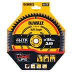 Dewalt DT1670 ELITE Circular Saw Blade Nail Tough 184mm x 16mm 60T in packaging