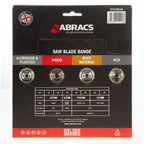 Abracs TCTA16048 TCT Circular Saw Blade for Aluminium 160 x 20mm x 48T back of packaging