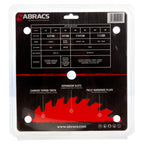 Abracs TCT21628 TCT Circular Saw Blade for Wood 216 x 30mm x 28T back of packaging