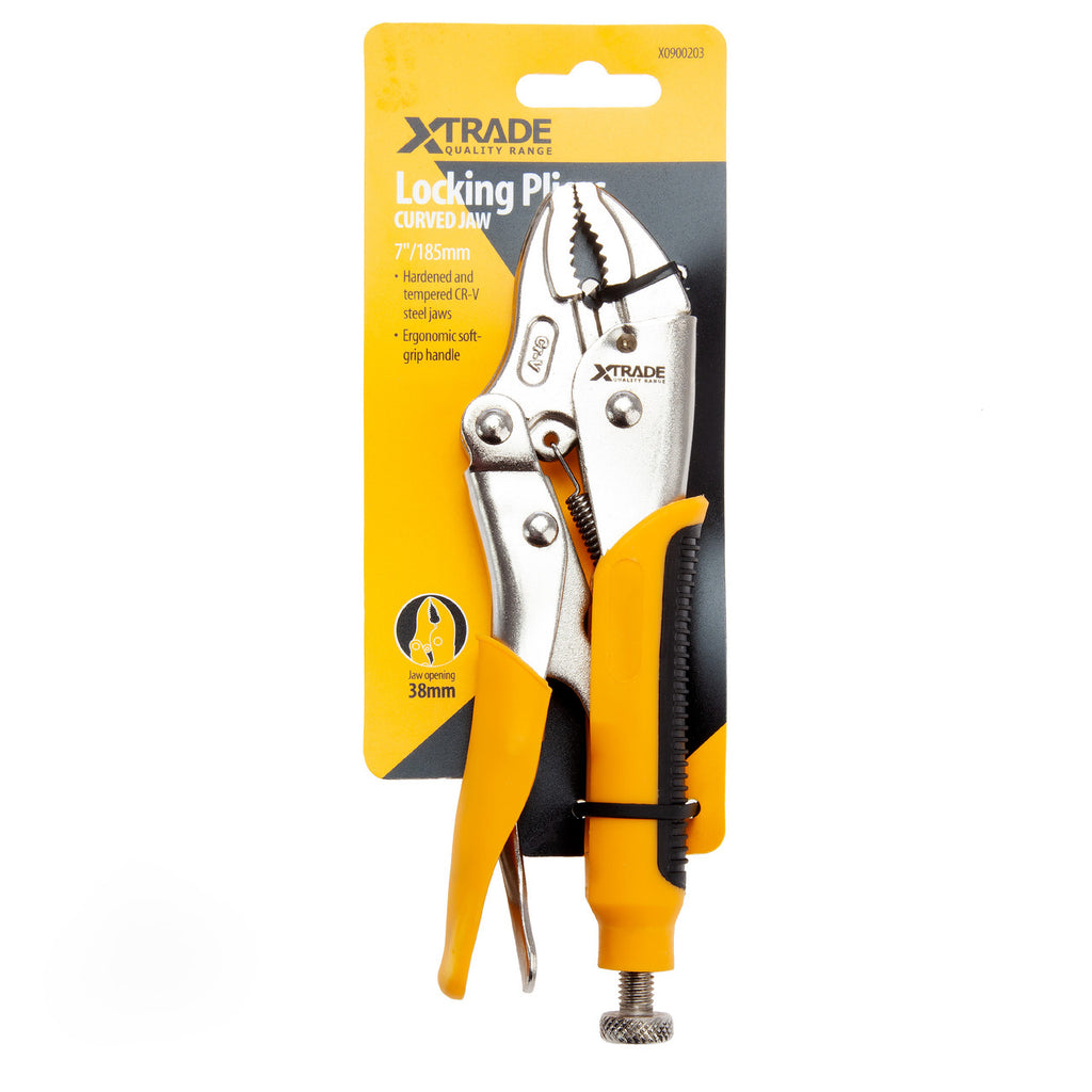 XTrade X0900203 Curved Jaw Locking Pliers 7" / 185mm in packaging