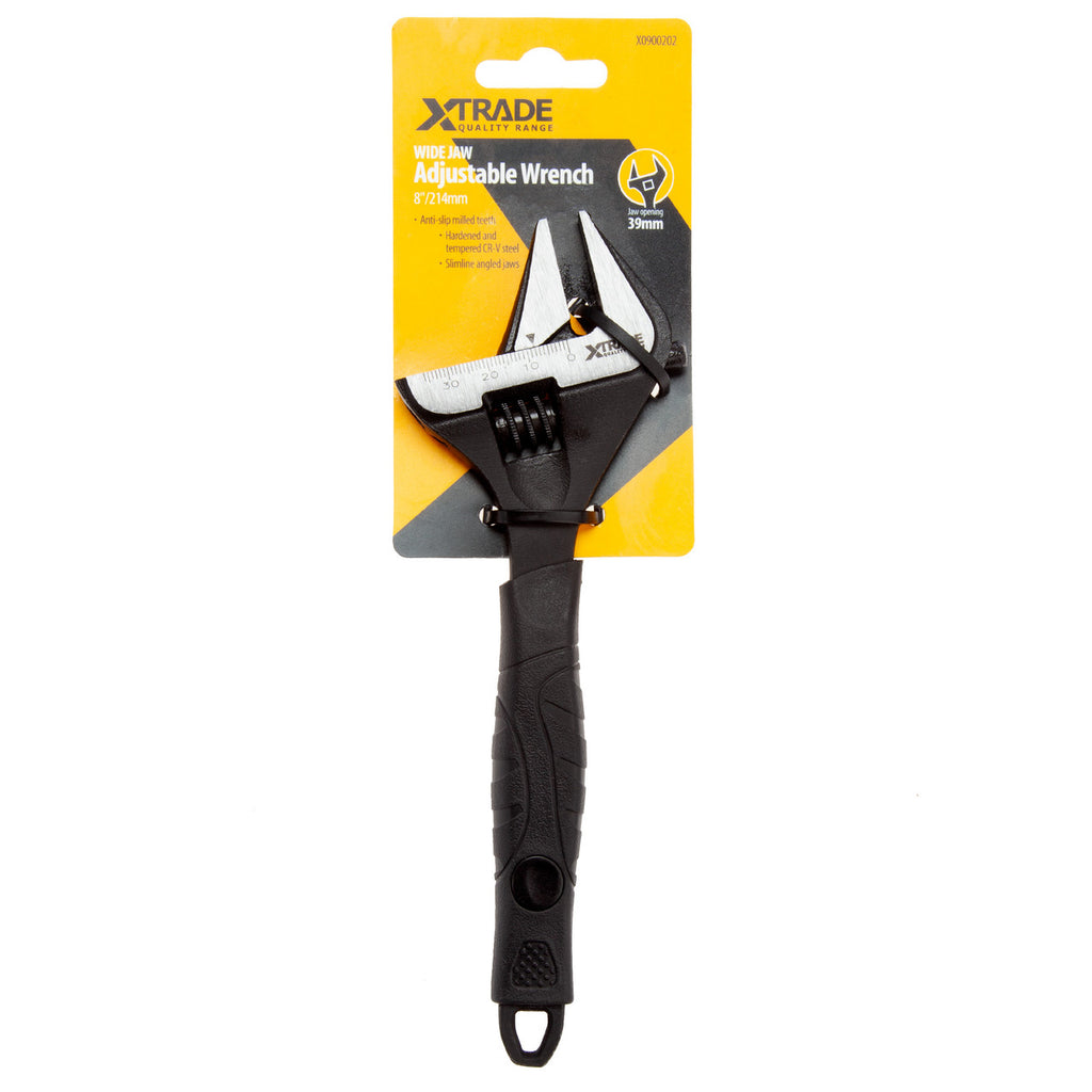 XTrade X0900202 Wide Jaw Adjustable Wrench 8" / 214mm in packaging