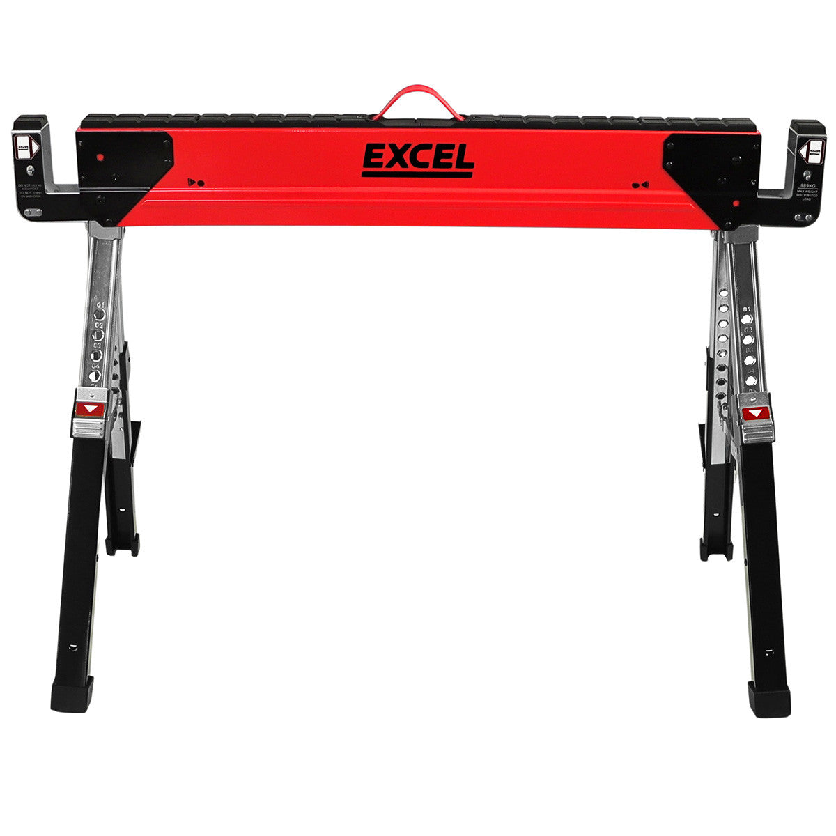 Excel 6288 Heavy Duty Steel Folding Saw Horse with Adjustable Legs 1178kg Capacity (Twin Pack) 2