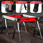 Excel 6288 Heavy Duty Steel Folding Saw Horse with Adjustable Legs 1178kg Capacity (Twin Pack) 5