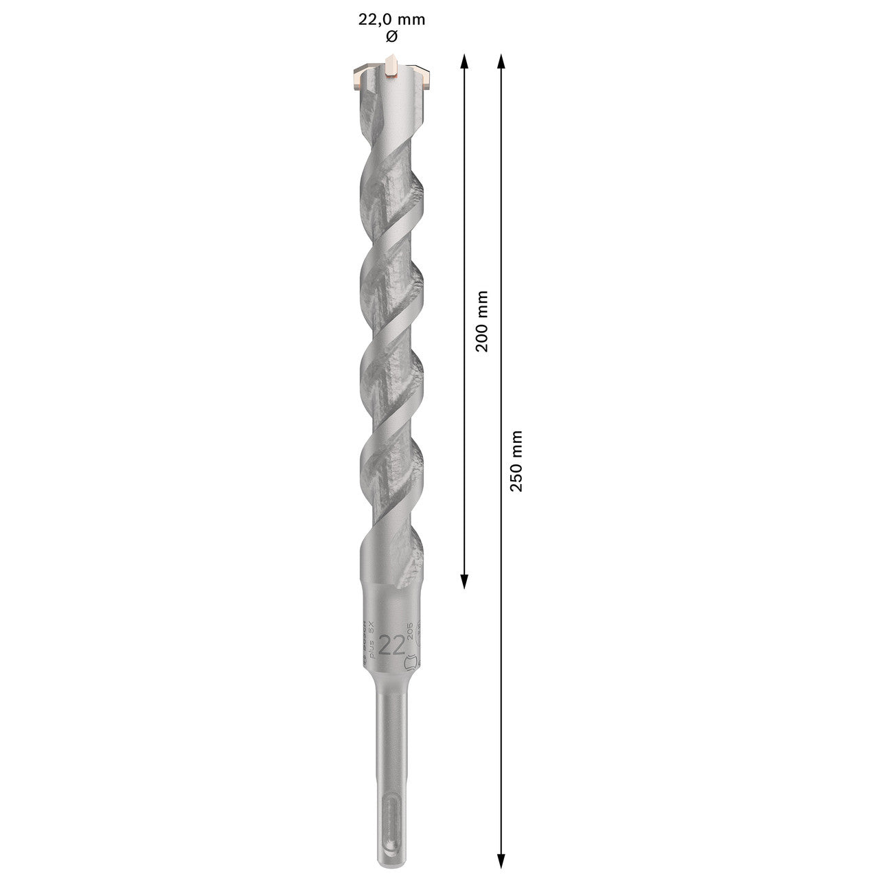 Bosch 2608836644 SDS+ 5X Hammer Drill Bit 22mm x 200mm x 250mm 3
