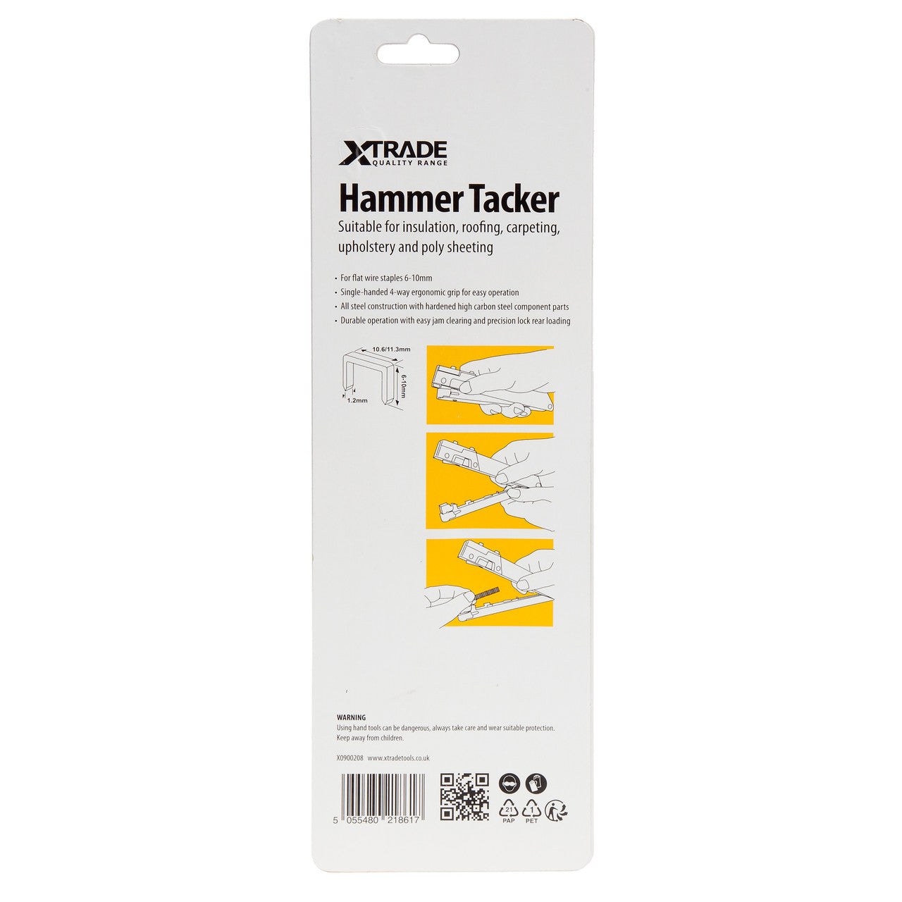 XTrade X0900208 Hammer Tacker for Flat Wire Staples 6-10mm 6