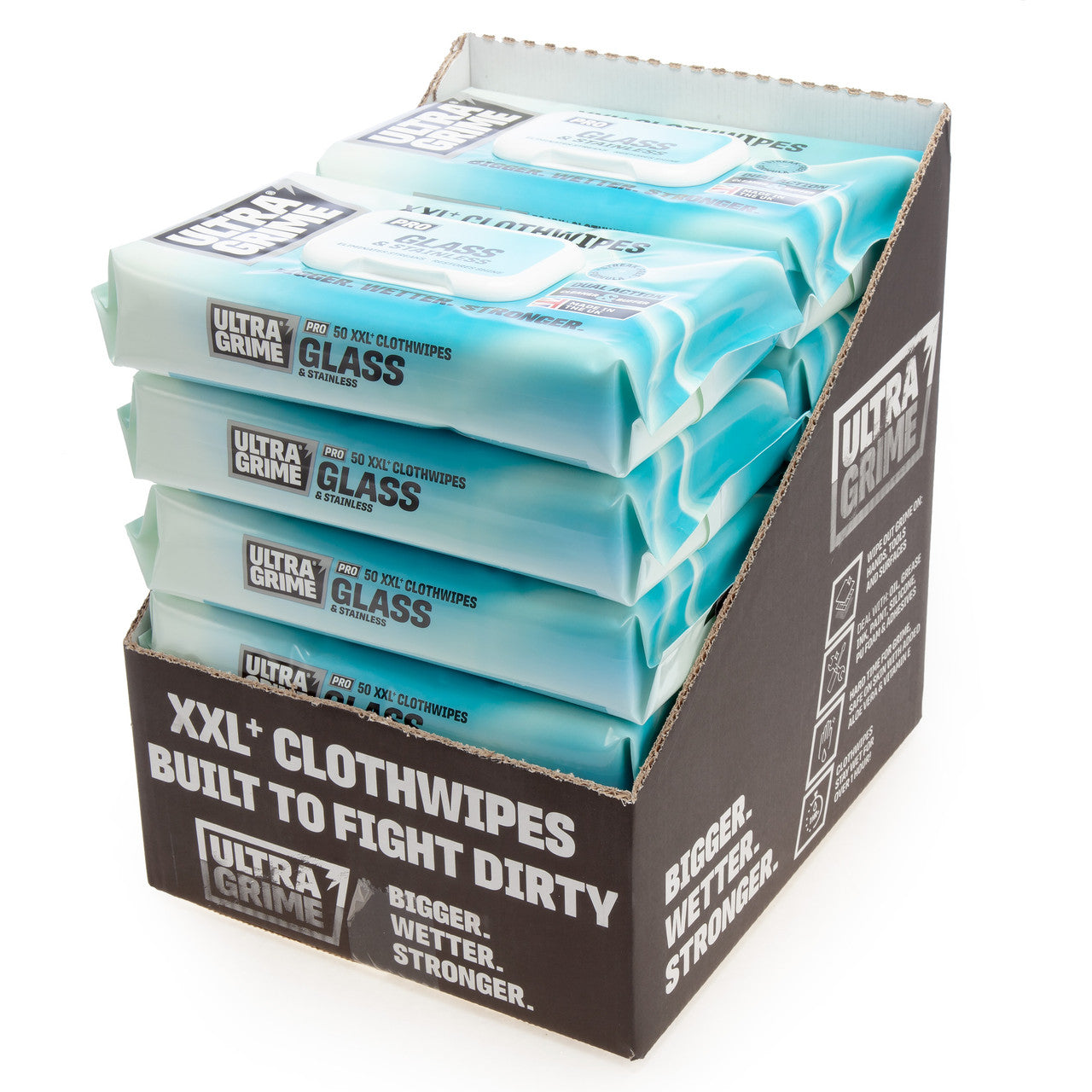 UltraGrime Pro 5980 Glass & Stainless XXL+Clothwipes (50 Pack x 12 in CDU)