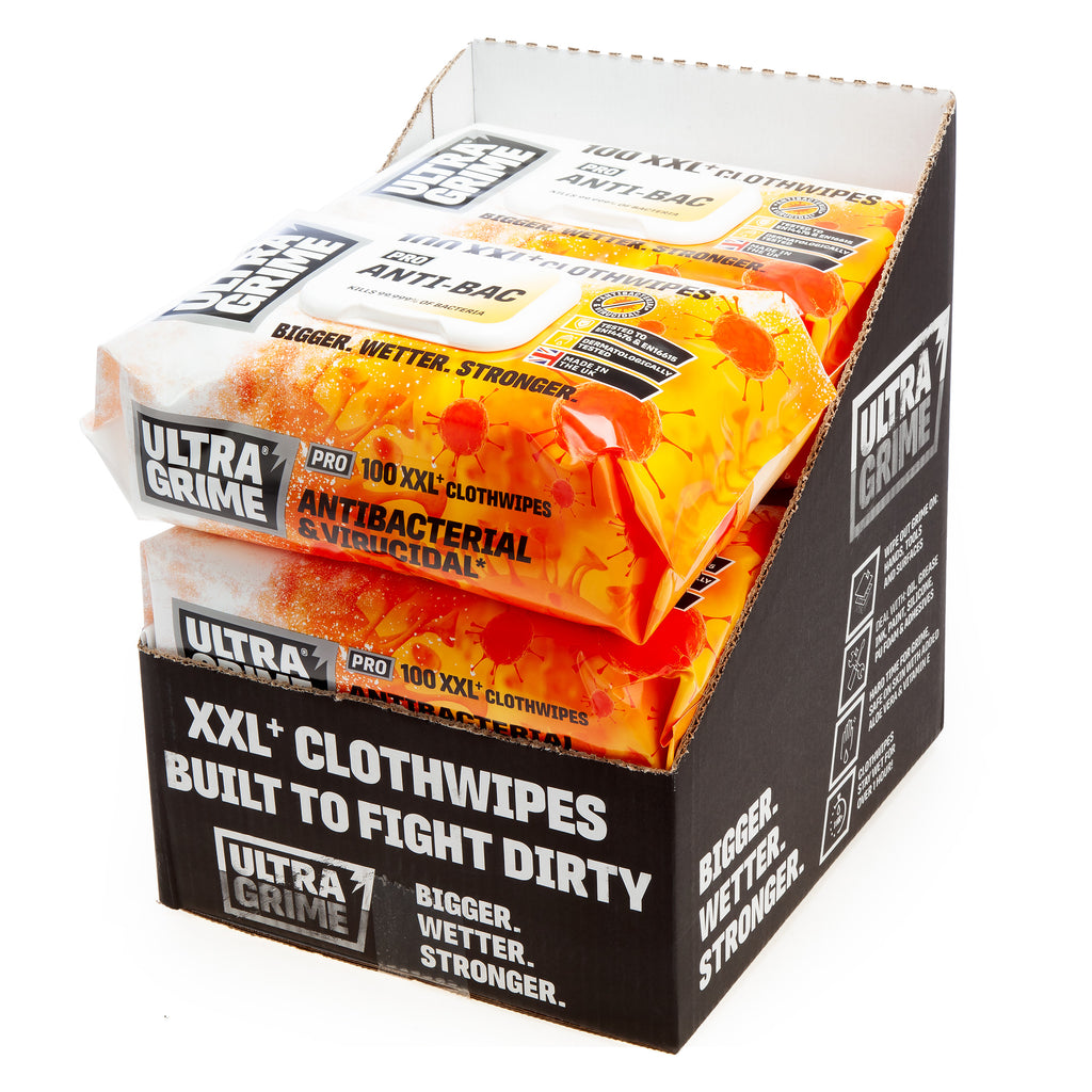 UltraGrime Pro 5930 Anti-Bac XXL+ Clothwipes (100 Pack × 6 in CDU)